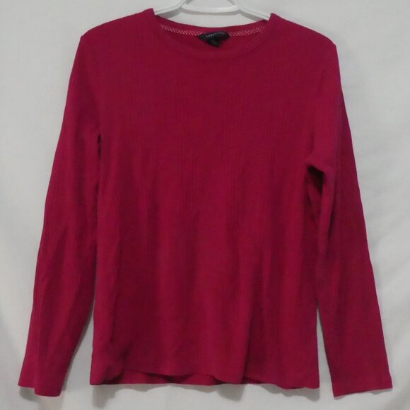 LAND'S END | medium (10-12) | Ribbed Pink Cotton Long Sleeve Pullover Shirt - Picture 1 of 16